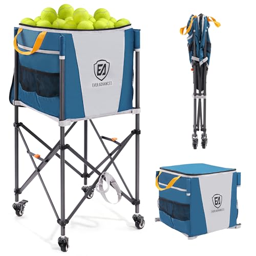 EVER ADVANCED Rolling Ballwagen faltbar mit Tragegurt Seitentasche Aufbewahrungswagen mit Rädern Sportgeräte 47x58x58cm für Volleyball Basketball Fußball Tennis Baseball