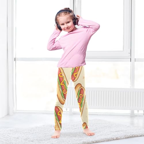 Hot Dog Girls Leggings,Workout Leggings for Girls Toddler Athletic Legging Size for 3-10T4