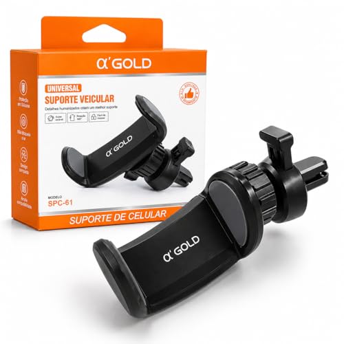 Suporte Veicular Universal para Celular – Ajustável com Rotação 360°, Fixação na Saída de Ar Condicionado, Compatível com iPhone, Samsung e Smartphones, Suporte Automotivo Seguro e Estável