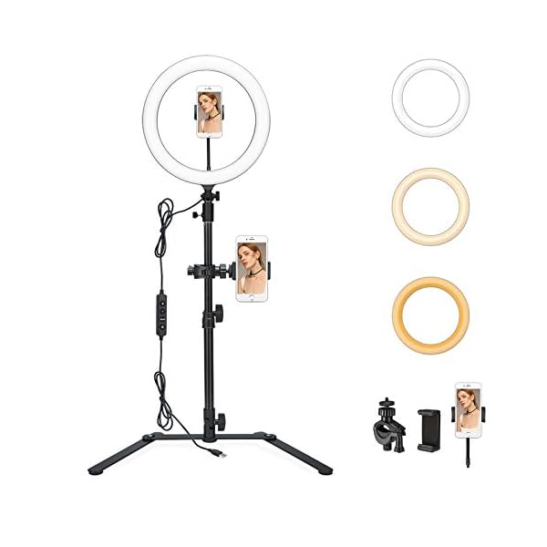 Godox LR120 LED-Ringlicht-Kit 12" Zweifarben-Selfie-Ringlicht Diammable CRI 90+ & TLCI 90+ mit Stativ Smartphone-Stativständer für Make-up, Live-Aufnahme, Videoaufnahme