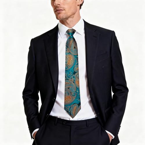 Image of DiBanGu Mens Paisley Tie Sets Silk Jacquard Woven Floral Necktie and Pocket Square Cufflinks Wedding Business Party