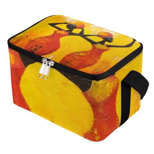 GzLeyigou Lunch Bags for Women Men 9 Cans,Africa Woman Hot & Cold Food Delivery Bag Insulated Grocery Bag Insulated Lunch Box Ethnic woman Cooler Bag for Office Work Picnic Beach