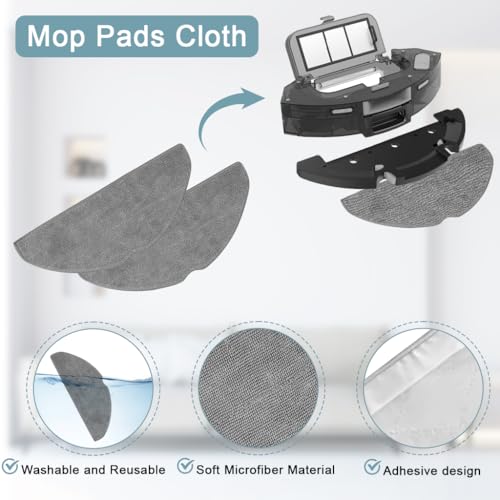 Image of HASTHIP 8Pcs Replenishment Kit, Replacement Parts for ILIFE V20 Robot Vacuum Cleaner, Replacement Accessories with 1 Main Roller Brush, 3 Side Brushes, 2 Mop Cloth, 2 Filters - Cleaning Tools