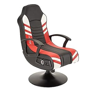 X Rocker Aries 2.1 Sedia Da Gioco Con Altoparlanti E Subwoofer Per Giocatori Junior, Per Console Con Piedistallo Audio Pieghevole, Ecopelle Pu - Nero e rosso, Aries