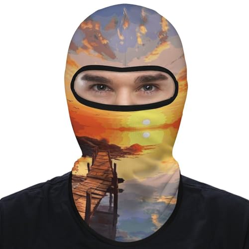 Balaclava para hombre y mujer, máscara para esquí con paisaje de atardecer, cubreboca completo para ciclismo miniatura 1