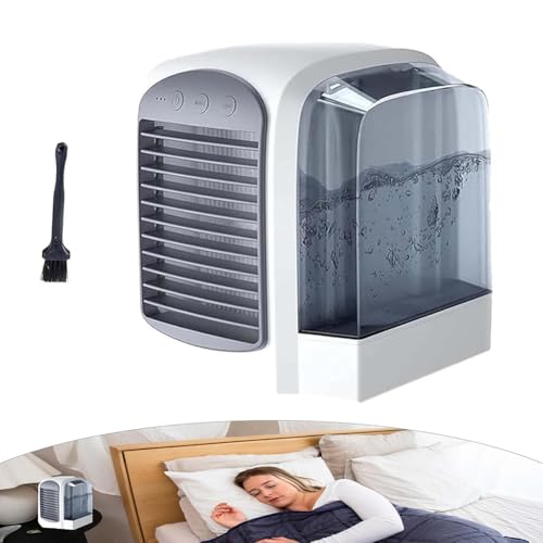 YHUEGH Climatiseur Portable, Refroidisseur d'air évaporatif Personnel avec réservoir de 380 ML, 3 Vitesses, Filtre de Purification d'air de Fonctionnement sans Bruit, Effet de Refroidissement Rapide