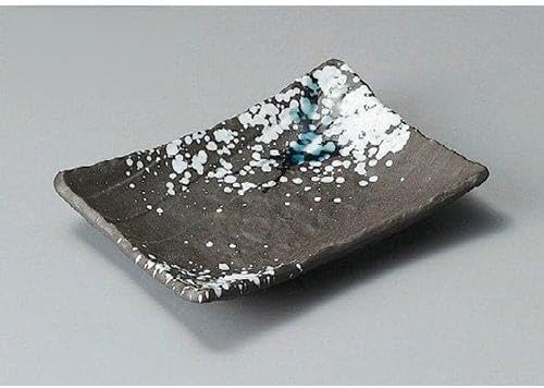 Set of 5 Pottery Dish, Snow Cosmetic, Handmade Long Square Plate, Small, 7.1 x 5.1 inches (180 x 130 mm), Japanese Tableware, Restaurant, Inn, Restaurant, Commercial Use