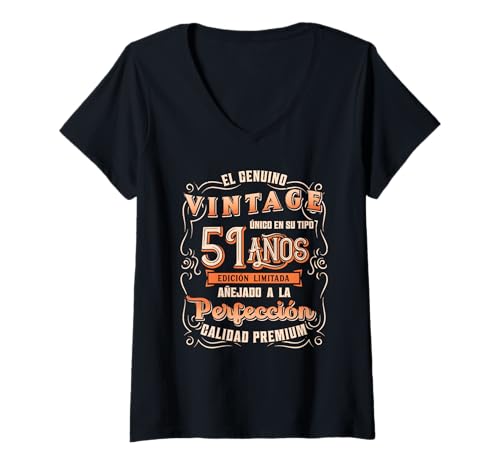 Mujer Playera Cumpleaños 51 Regalo 51 Cumpleaños para Hombre en Español Camiseta Cuello V