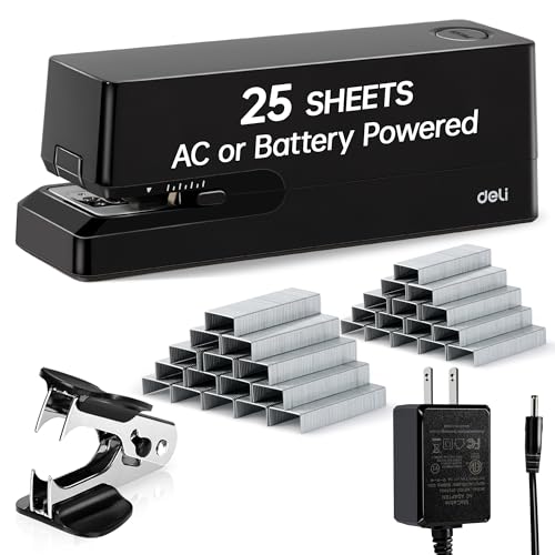 Deli Electric Stapler with 2000 Staples & Remover