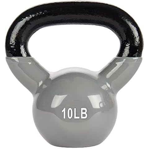 Victor Fitness 10 lb Solid Cast Iron Vinyl Coated Silver Kettlebell with Wide Easy-to-Grip Handle. Great for Weight Training, Crossfit, Squats, and Kettlebell Swing Cover
