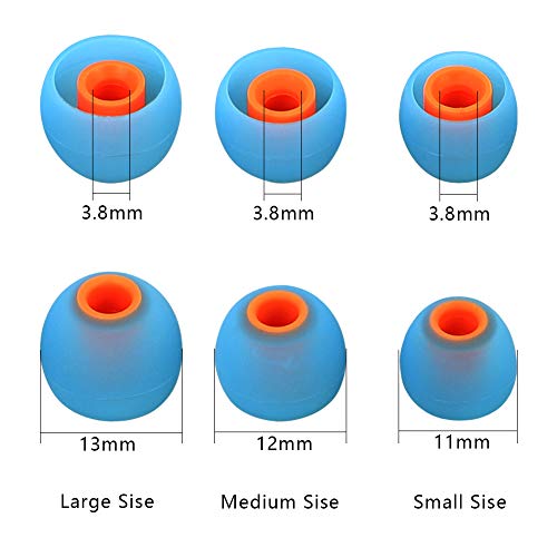 Image of Earbuds Replacement Tips Silicone Earbud Tips Ear Bud Replacement Pieces Ear Gels Fit for Inner Hole from 3.8mm - 5.1mm Earphones 9 Pairs S /M /L Blue-Orange