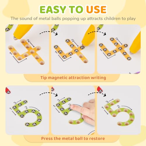 Image of GAMENOTE Magnetic Number Tracing Board Double Sided, Numbers 1-20 Writing | 2 in 1 preschool learning toy, handwriting practice, math manipulatives, educational numbers toy for toddlers kids ages 3+