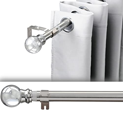 Ausziehbare Gardinenstange, Rostfreie Edelstahl Gardinenstange mit 2 Halterungen für Schlafzimmer, Kinderzimmer, Büro, Silber, 86 bis 132cm Cover