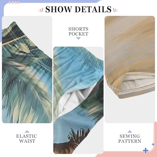 Boys' Pants Pastel Beach Coconut Tree Long Bottoms Jogger Pants Elastic Waist Trousers with Pockets S-XL4