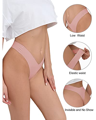 Image of DEANGELMON Seamless Thongs for Women No Show Thong Underwear Women Comfortable Multiple Pack