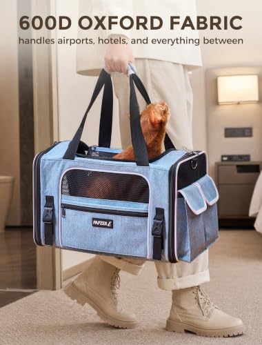Soft Sided Pet Carrier, Travel Friendly, Small to Medium Cats 15 lbs | Seatbelt Buckles, Luggage Sleeve, Foldable Ventilated, Delta United American Airlines In-Cabin Under Seat Dog Crate Carry Bag - Image 6
