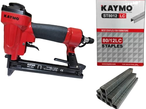 Image of Kaymo NEO-80LC Pneumatic Stapler with with Staple Pins 80 Series 12 mm (Pieces 7500) | 880g Lightweight | 60-90 PSI | 360 Top Air Exhaust | Metal Magazine Assembly | Extra Long Magazine Latch