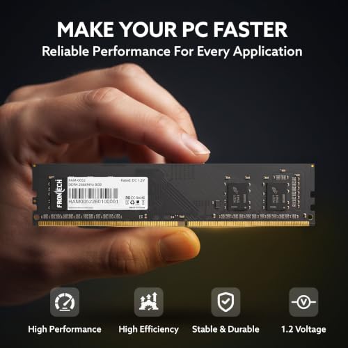 Image of Frontech 8GB DDR4 2666MHz Desktop RAM, High-Speed UDIMM Computer Memory Module for PC, 1.2V Plug & Play, 3 Years Warranty (RAM-0052)