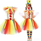 Genérico 4 PCS Disfraz para Niñas Encantador Delicioso Carnaval Disfraz con Vestido Diadema Nariz Roja Guantes Clásico Cómodo Falda Tutú Disfraces para Carnaval Fiesta Cosplay