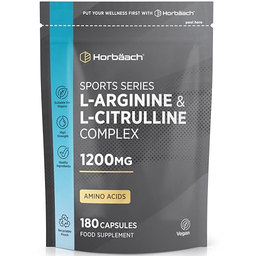 L Arginine and L Citrulline 1200mg Capsules | 180 Count | Amino Acids | Supplements for Men and Women | Suitable for Vegans & Vegeterians | by Horbaach
