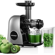 Juicer Machines Easy to Clean, HOUSNAT Professional Cold Press Slow Masticating Juicer Extractor with Quiet Motor & Reverse Function for High Nutrient Fruit & Vegetable, Brushes & Recipes Galaxy Grey