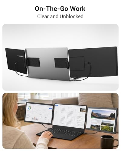 Image of Laptop Screen Extender, 13.3 inch FHD Portable Second Monitor for Laptop | 360 Rotation, Adjustable Stand, 1.38lbs Ultra-Slim Lightweight,Plug & Play, Mini HDMI /USB Type-C, Windows /Mac /Android