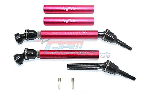 For Traxxas Revo/Summit/E-Revo Upgrade Parts Steel+Aluminium Front/Rear Universal Swing Shaft With Washers & Wheel Hubs - 1Pr Set Red