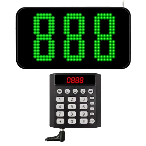 KOQICALL Take a Number Machine Queue Wireless Calling System with 1 Keypad Caller 1 Dot-Matrix Display Real-Time Show Green Customers Number for Restaurant Clinic Bank Waiting Line Management