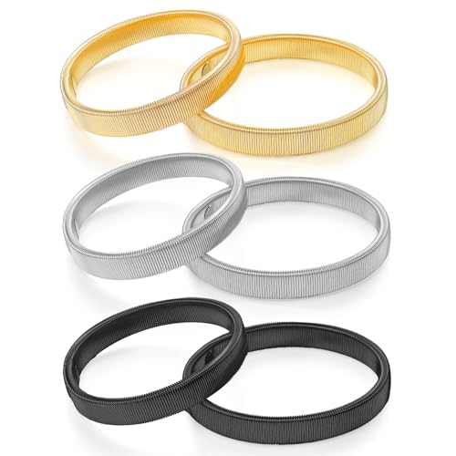 JJUNW 3 Paar Ärmelhalter Metall Elastisch Bracelet Sleeve Holders Anti Rutsch Hülsenhalter Damen Herren Langarm Hemdhalter Metallarmbänder zum Fixiert Ärmel(Gold Silber Schwarz)