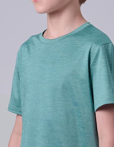 Image of 5 Pack Youth Boys Athletic Dry Fit T Shirts | Lightweight Short Sleeve Tees, Comfy Stretch, Regular Fit, for Teen Kids, Running Soccer Back to School