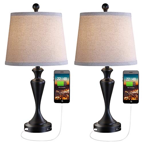 Up To 40% OFF Falflor Table Lamps Set of 2 Vantage Nightstand Lamps with USB Charge Port for Bedroom Guest Room Dining Room Super Big Clearance! Falflor Table Lamps Set of 2 Vantage Nightstand Lamps with USB Charge Port for Bedroom Guest Room Dining Room