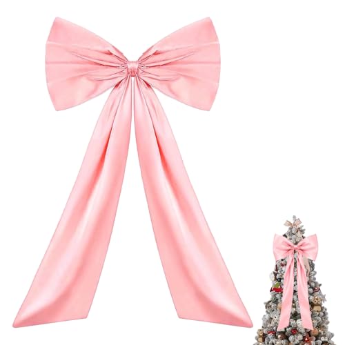 Hengrongshen Lazo grande de satén, 58 x 100 cm, regalo grande, decoración navideña, lazo de satén grande para decoración de fiestas, decoración de pared, boda, Navidad (rosa)