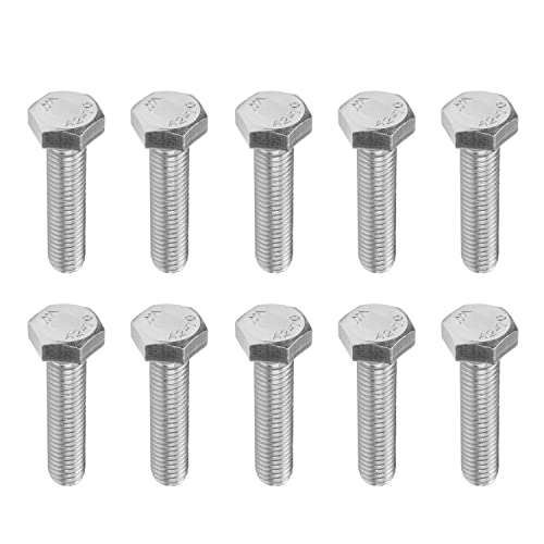 Image of Bettomshin 20Pcs M8 x 35mm Hex Bolts, 304 Stainless Steel 1.25mm Thread Pitch Fully Threaded Metric Hex Head Screw Bolts, Hexagon Screw Bolt, Hex Tap Bolts, Silver (Overall Size 40.45x13x13mm)
