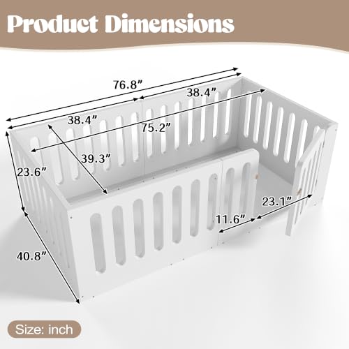 Image of Bellemave Twin Montessori Floor Bed Frame,White