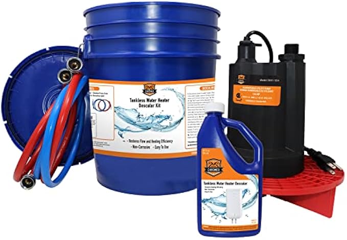 Chromex Tankless Water Heater Flush Kit with Certified Liquid Descaling Solution and 1/6HP Extra Strength Pump