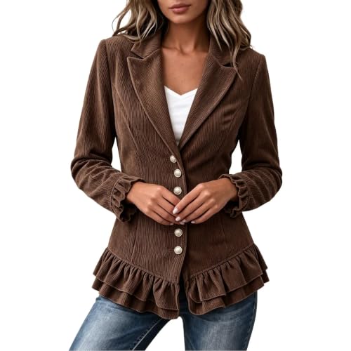 Fall Jackets for Women Corduroy Single Breasted Button Fitted Waist Coat - image 6