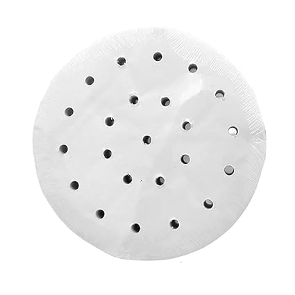 100pcs 6.5 inch Air Fryer Liners Bamboo Steamer Paper Liners, Premium Perforated Parchment Paper Sheets, Non-stick Basket Mat, Perfect for Air Fryers, Steaming, Baking, Cooking