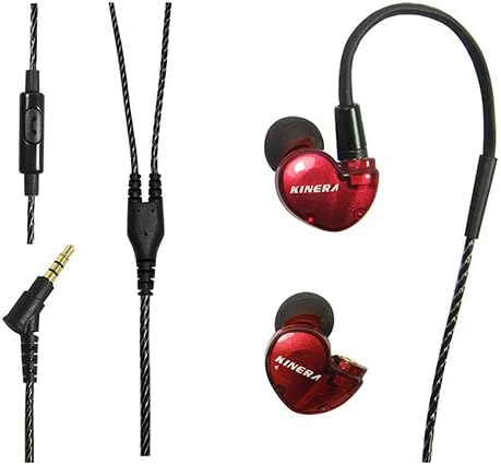 Kinera HiFi Hybrid Dual Balanced Dynamic+Experience Balance Armature Earphone,can change MMCX,Wired Stereo Sport Earbuds with Microphone for Running, Workout, GYM (Red)