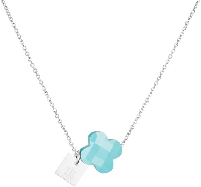 Zag Bijoux - steel choker necklace - turquoise clover