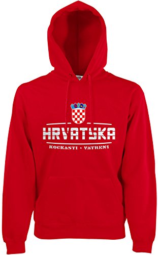 AkyTEX Kroatien Hrvatska Fan-Hoodie EM-2021 Kapuzenpullover Rot XL Cover