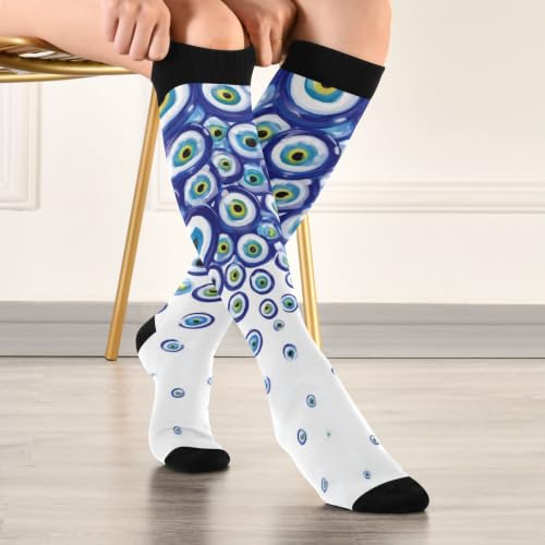 Image of Wusikd Halloween Black Cat Compression Socks for Women and Men Circulation Pumpkin Long Socks for Athletic Running 1