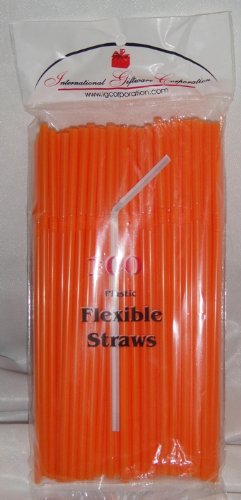 Pitillos flexibles naranja 200 unidades IGC miniatura 1