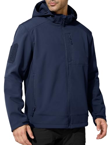 Image of FREE SOLDIER Men's Lightweight Softshell Jacket Winter Fleece Lined Hooded Rain Waterproof Hiking Outdoor Jackets