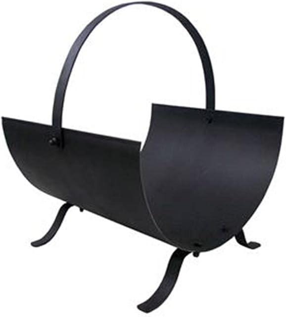 tradefirst Round Log Baskets For Wood Burner | Fireplace Stand Holder | Fireplace Coal Bucket |Log Holder For Fireplaces_ Black
