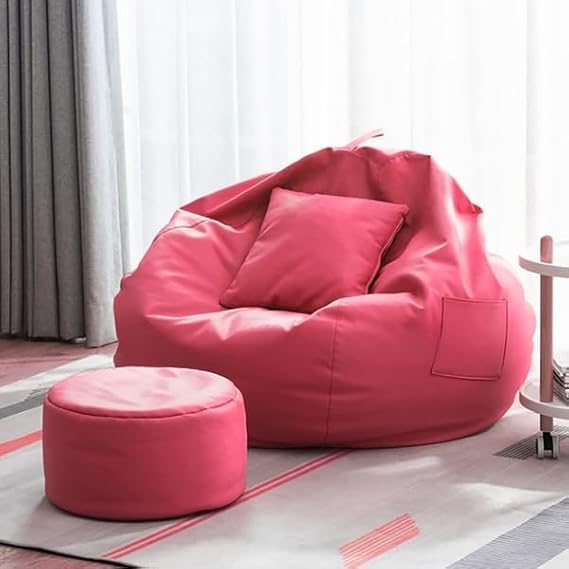Image of karuto 4XL Bean Bag Cover with Footrest & Cushion (Without Beans) (Pink, 4XL)