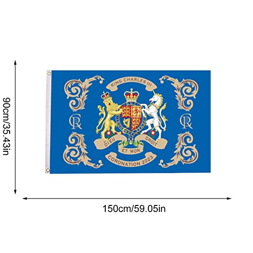 Bandeira da coroação do rei Charles - 3x5FT/90X150cm Rei Charles III Union Jack Bandeiras,souvenir p
