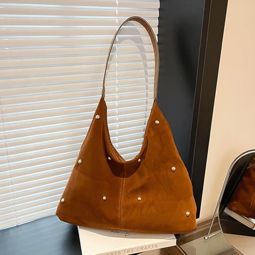 Studded Bag for Women Velvet Slouchy Studded Purse Vegan Leather Tote Shoulder Bag 90s Purse Trendy Retro Hobo Bags4