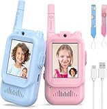 Video Walkie Talkies für Kinder, 2 Pc Video Intercom, wiederaufladbare Walkie Talkies mit Kamera & Stimmwechsler, Indoor Outdoor Spielzeug für Kinder Jungen Mädchen Familienspiele