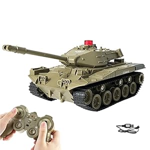 WEECOC Tanque de Control Remoto, vehículos de camión Militar, Coche RC de 2.4 GHz, Juguete de Tanque de Batalla Militar controlado por Radio, Sonido Realista de rotación de 270°