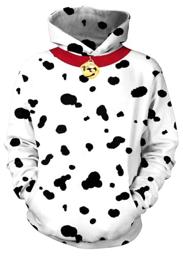 IIMMER Tween Girls&Boys Halloween Casual Hoodies Cute Sweatshirt Ribbed Cuffs Fashion Pullover White & Black Spots 7-8 Years